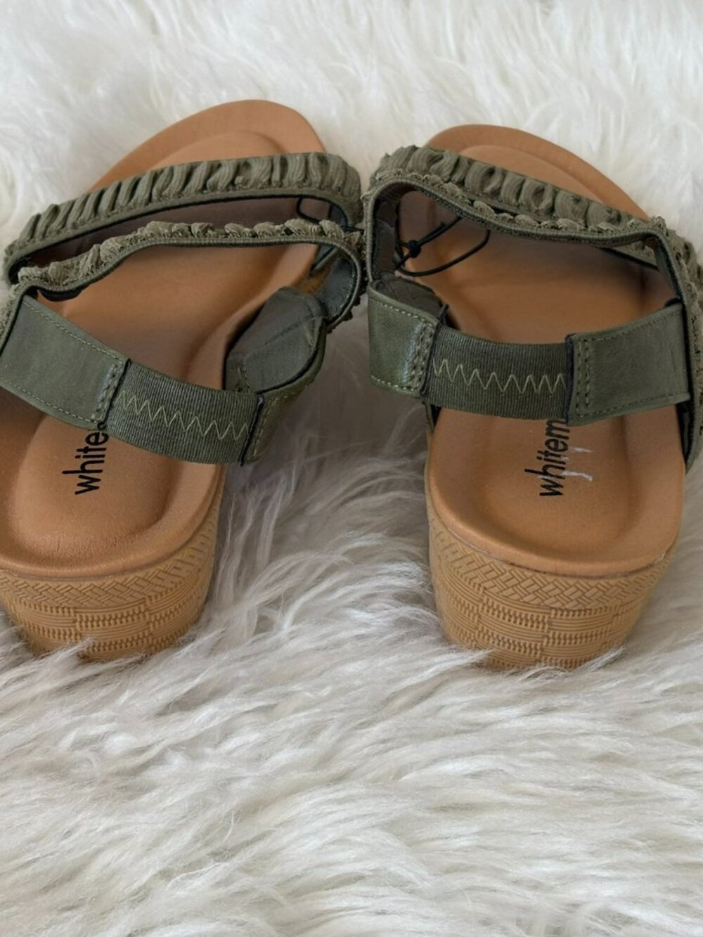 NWT White Mountain Olive Green Slip-on Stretch Slingback Sandals 8 - Picture 4 of 7